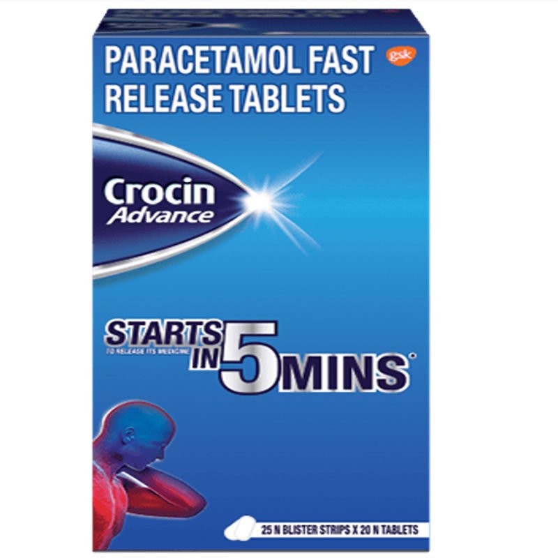 65 x crocin advance 500mg tablet 20s 22 04 2026 ed2686a9 - SkyMedIdent
