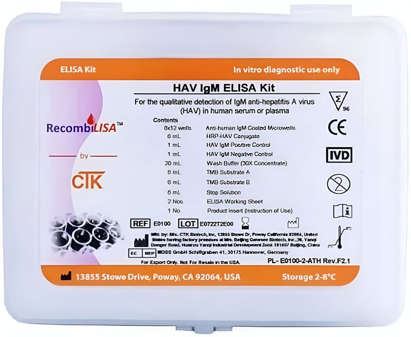 Athenese HAV IgM ELISA test kit - 96 Wells (E0100)