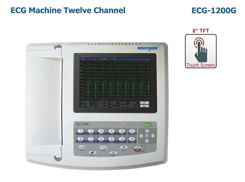 Contec 12-Channel 8inch Touch Screen 1200G ECG Machine