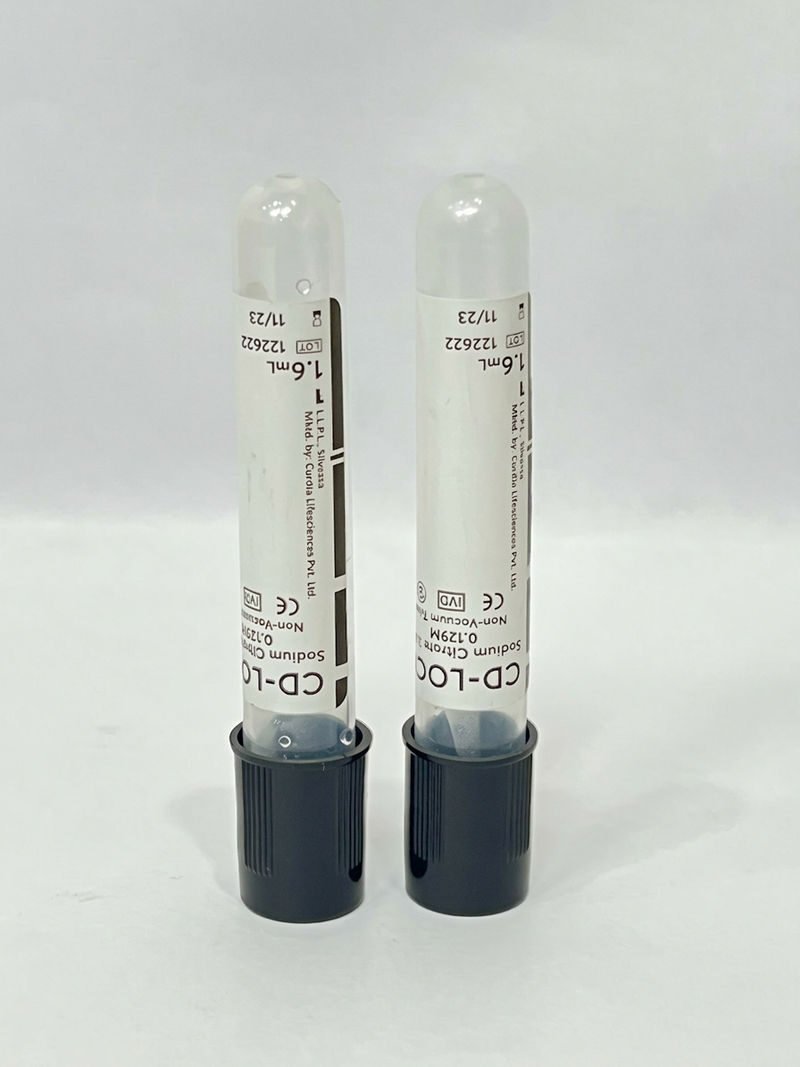 Curdia Sodium Citrate 3.8% Non Vacuum Blood Collection Tube - 1.6ml Pack of 100 Pieces