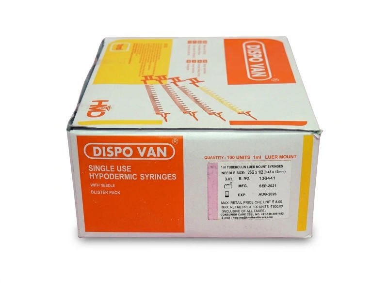 Hmd dispovan 1ml syringe with needle 26g x 05inch pack of 100 20 06 2026 9d66c1c8 - SkyMedIdent