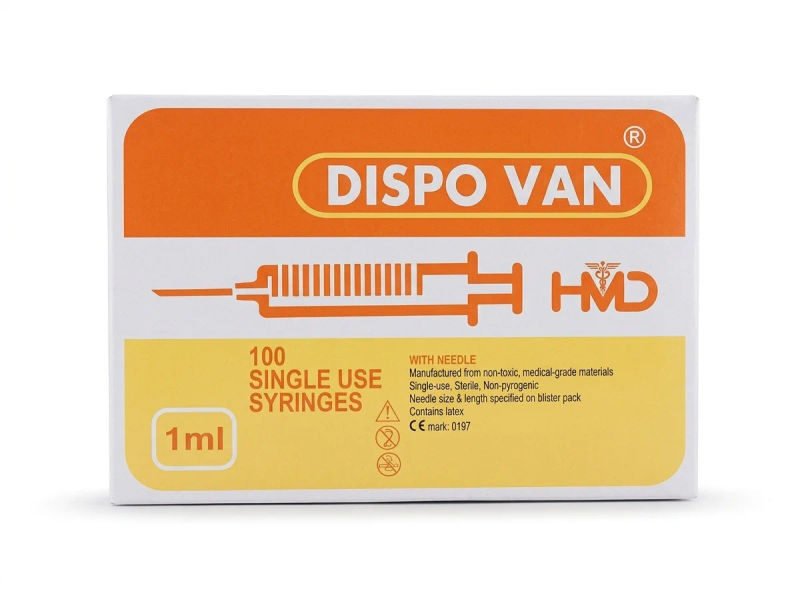 Hmd dispovan syringe with needle ll size 1 ml needle size 26g x 05 pack size 100 23 03 AST4FWk - SkyMedIdent