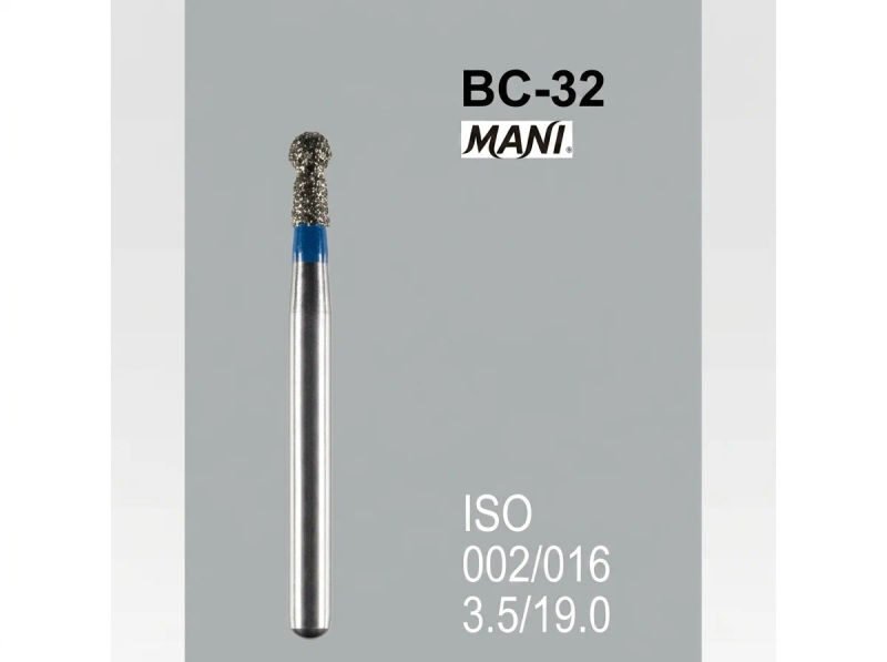 Mani Ball Collar (BC) Series Regular Shank Diamond Burs - Standard (Blue) BC-32