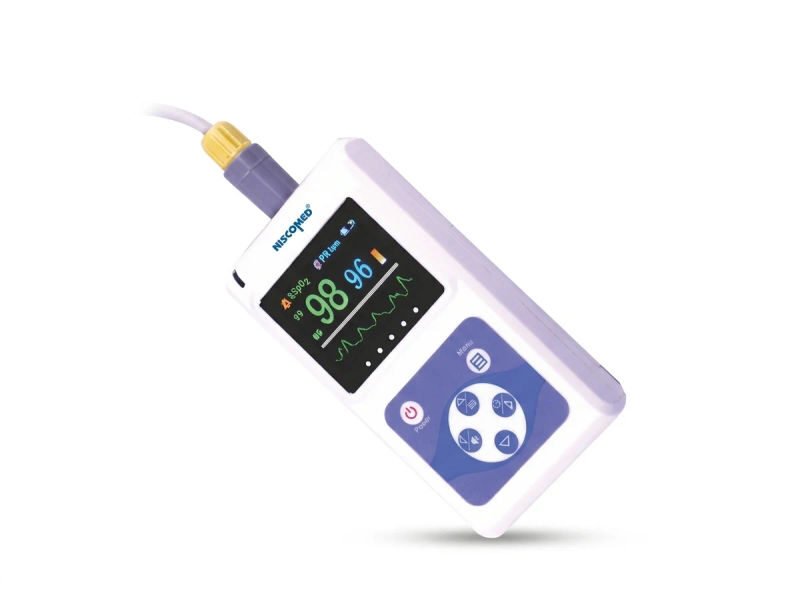 Niscomed handheld pulse oximeter with 2 aa battery flight 65 21 03 2026 d9b59679 - SkyMedIdent