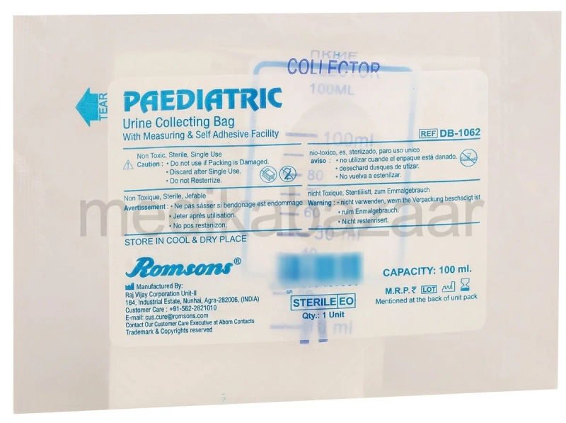 Romsons paediatric urine collection bag 100ml pack of 50 db 1062 20 06 2026 7812b53b - SkyMedIdent