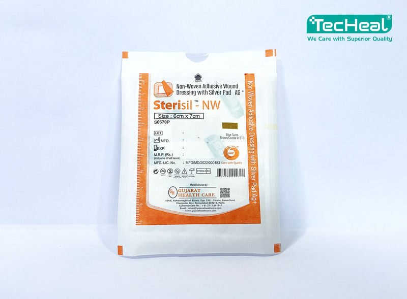 Techeal sterisil non woven adhesive wound dressing with silver pad 6cm x 7cm pack of 50 ft4ijdb - SkyMedIdent