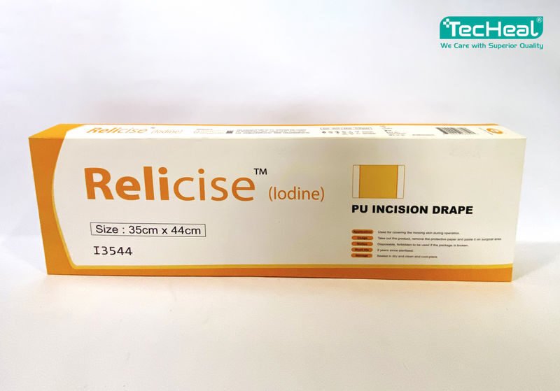 TecHeal Sterisil Relicise Iodine PU Incision Drape - 44 x 35cm Pack of 10 Pieces (S3544P)
