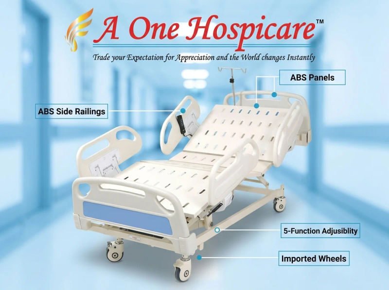 A one hospicare remortized icu bed 5 functional abs pannels and raillings imp wheels iv Ay1Ebop - SkyMedIdent