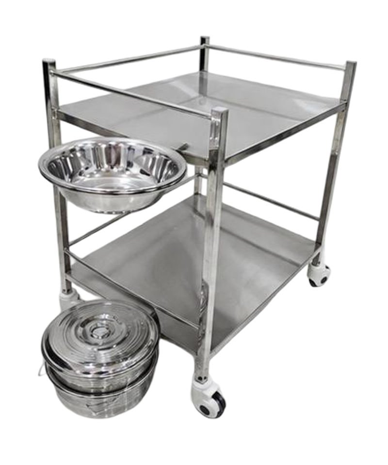 Elite Med India Premium Dressing Trolley - Two Shelves Rust Free (SSPL1030)