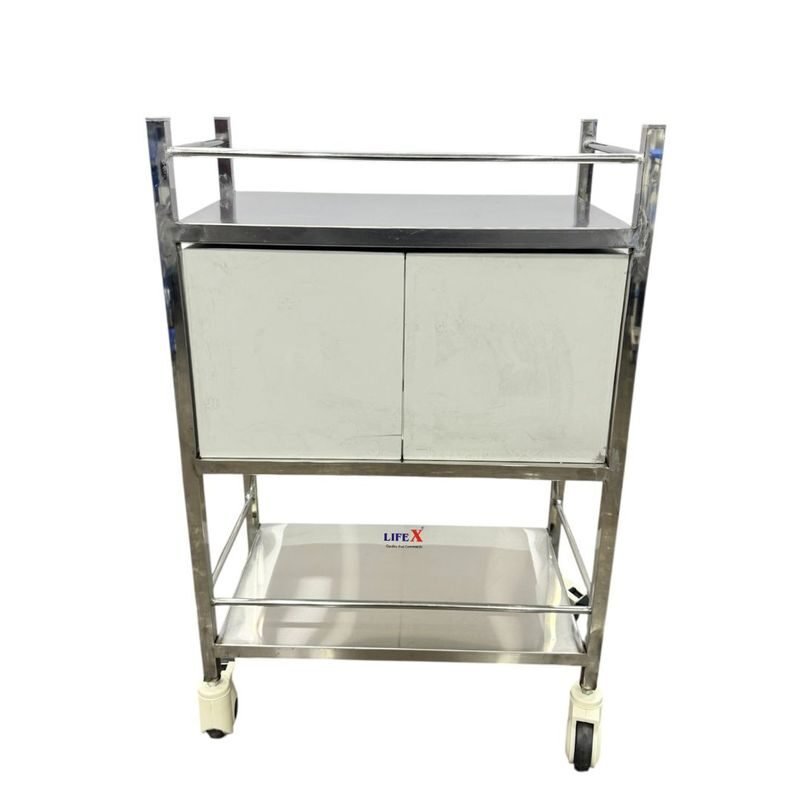 LIFEX Medicine Trolley S.S. Deluxe Pack of 1